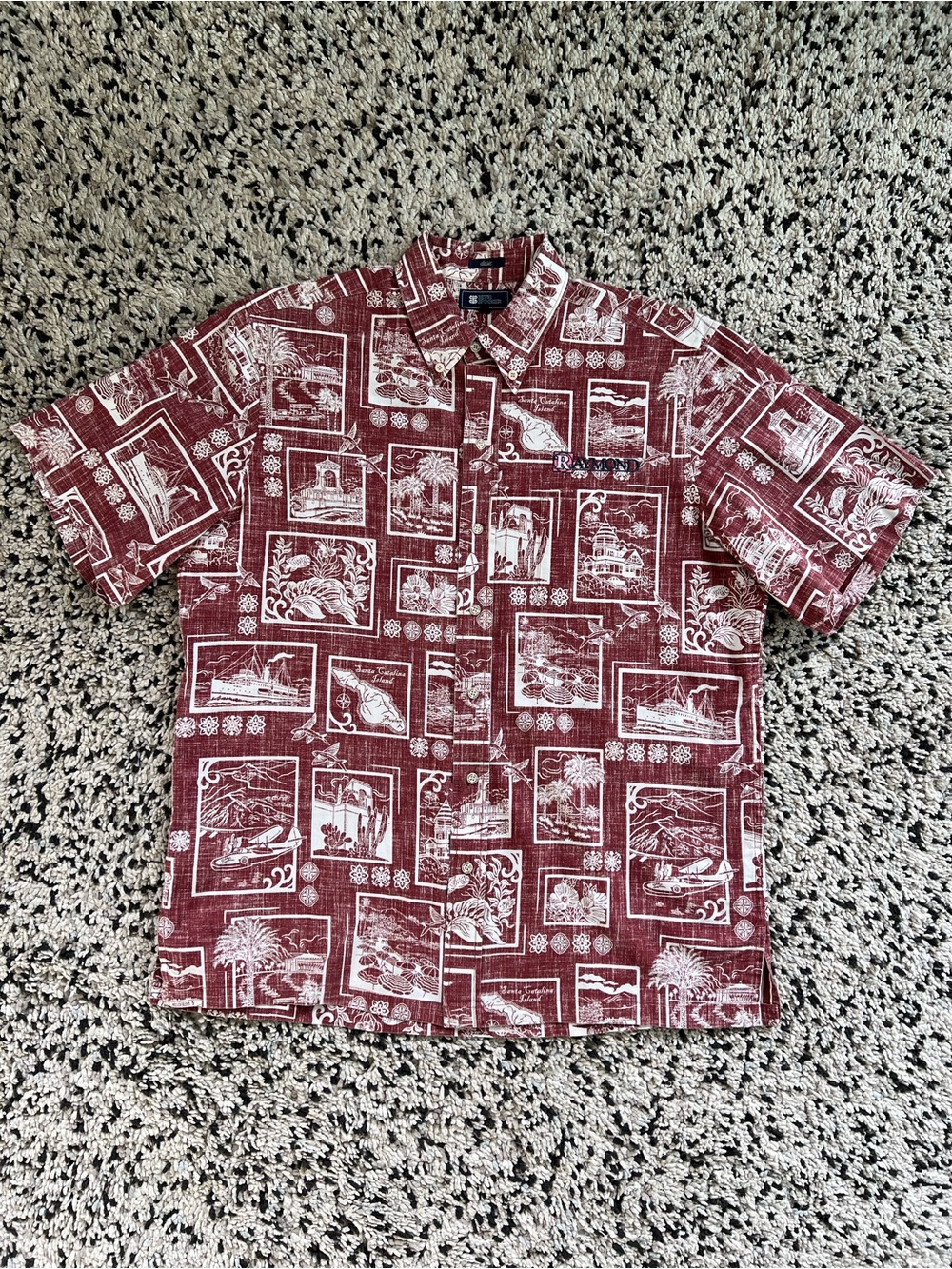 Reyn Spooner Catalina Island Reverse Print Shirt Raymond Group Logo Men’s Large